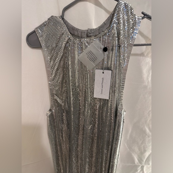 NWT Lovers & Friends X Anja Dujaković Oleema Maxi Dress Disco Silver chain y2k - Picture 5 of 9